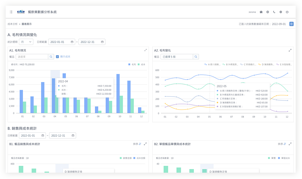 成本分析-圖表展示